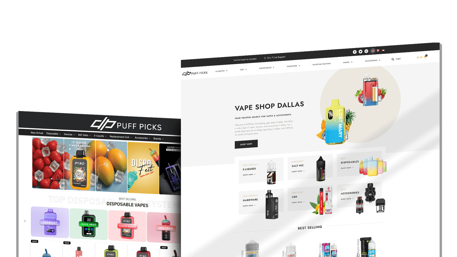 Puff Picks website before and after the redesign