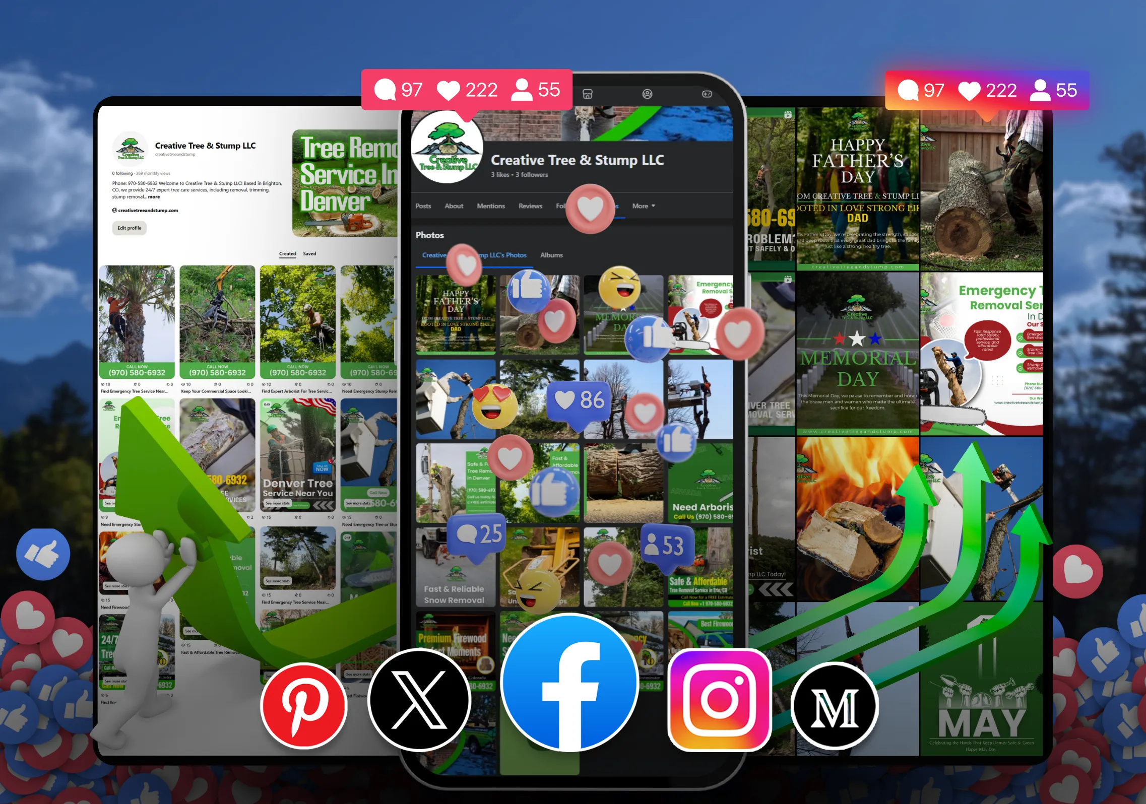 Creative Tree and Stump social media content